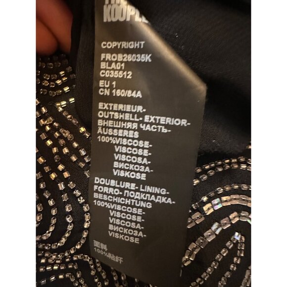 Kooples Black Rhinestone Embellished Mini Dress Wide Sleeve US Size 2 - Picture 11 of 14